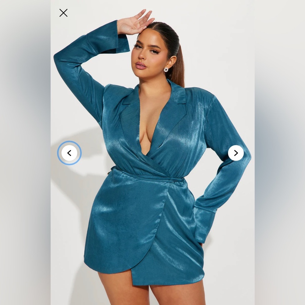 Fashion Nova Elise Collared Mini Dress - Teal